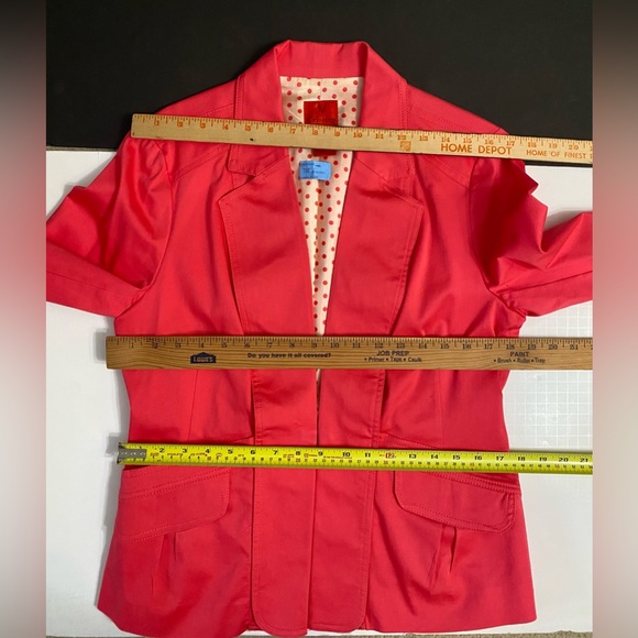 V Cristina Coral Pink Spring Blazer Women’s Size L with polka dot liner - Picture 3 of 12